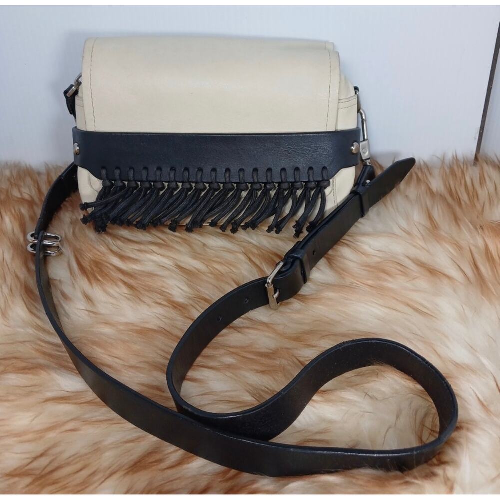 3.1 Phillip Lim Off-White & Black Bianca Small Flap Crossbody with Fringe